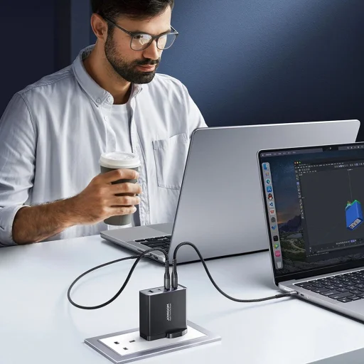 GaN töltő UK Joyroom JR-TCG05UK 140W 3x USB-C USB-A + USB-C / USB-C kábel 240W 1,2m - 11