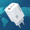 Wozinsky CGWCW 65W USB-A / 2 x USB-C GaN fali töltő - fehér thumbnail