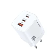 Wozinsky CGWCW 65W USB-A / 2 x USB-C GaN fali töltő - fehér