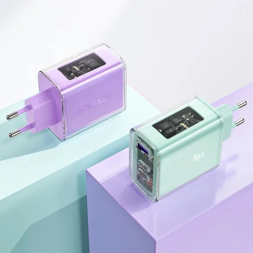 Acefast GaN töltő 65W 3 portos (1xUSB, 2xUSB-C) zöld (A45) - 8