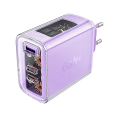 Acefast töltő GaN 65W 3 port (1xUSB, 2xUSB C) lila (A45)