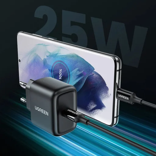 Ugreen USB Type C töltő 25W Power Delivery + USB Type C kábel 2m fekete (50581) - 10