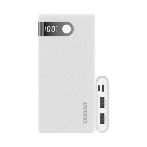 Dudao hordozható töltő 10000 mAh 2x USB / USB Type C / micro USB 2 A LED kijelzővel fehér (K9Pro-01) - 1