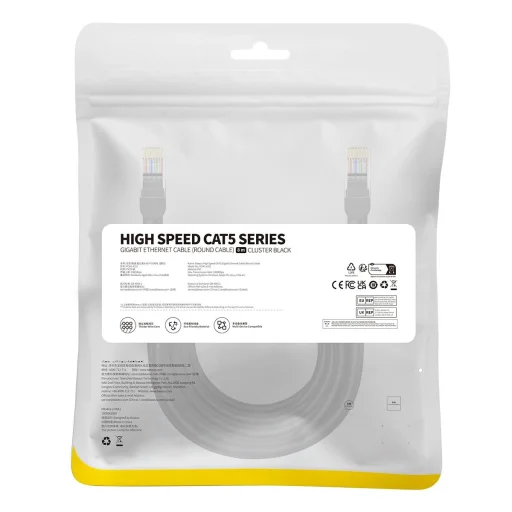 Baseus High Speed Cat 5 RJ-45 1000Mb/s Ethernet kábel 8m kör alakú - fekete - 6