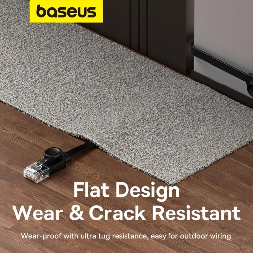 Baseus High Speed Cat 6 RJ-45 1000Mb/s Ethernet kábel 20m lapos - fekete - 17