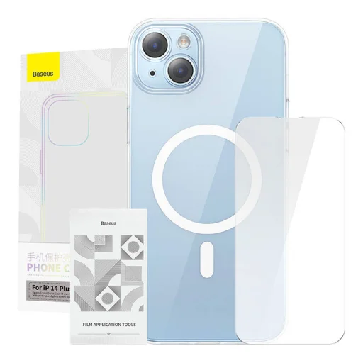 Baseus Crystal Series mágneses tok iPhone 14 Plus-hoz + üvegfólia - 9