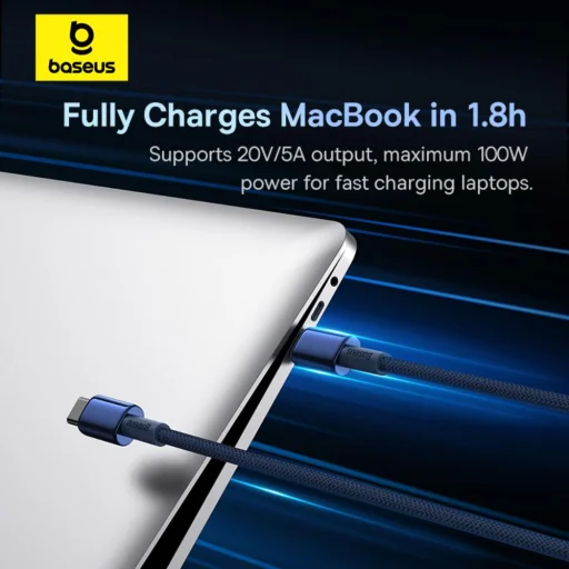 Kábel USB-C to USB-C Baseus Tungsten Gold, 100W, 2m (kék) - 8