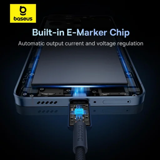 Kábel USB-C to USB-C Baseus Tungsten Gold, 100W, 2m (kék) - 10