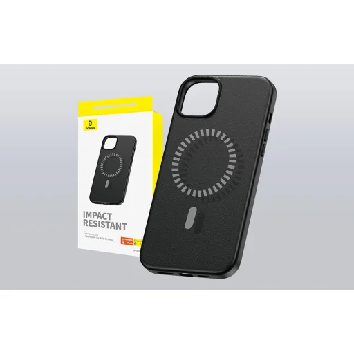 Baseus Fauxther Series mágneses telefontok iPhone 15 Pro Max (fekete) tok - 6