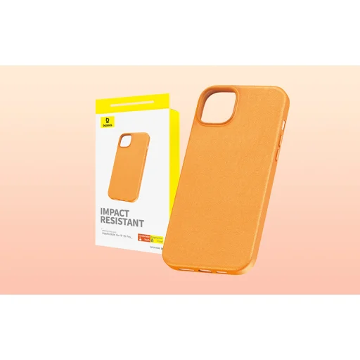 Baseus Fauxther Series tok iPhone 15 Pro (narancssárga) - 8