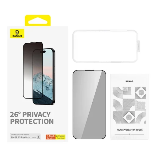Baseus Diamond privacy edzett üvegfólia iPhone 15 Pro Max üvegfólia - 3