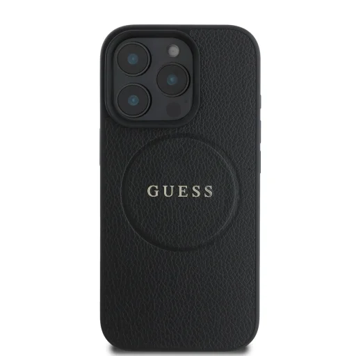  iPhone 16 Pro Fekete Guess PU Grained Classic Logo MagSafe tok - 2
