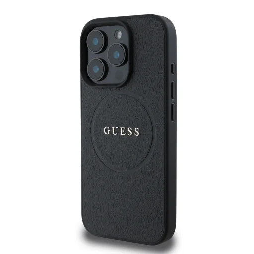  iPhone 16 Pro Fekete Guess PU Grained Classic Logo MagSafe tok - 3