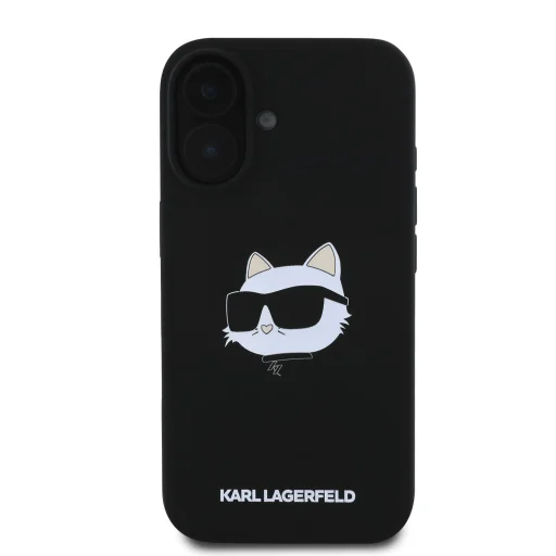  iPhone 16 Fekete Karl Lagerfeld Liquid Silicone Choupette Head MagSafe tok - 2