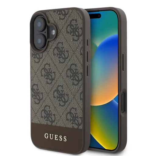  iPhone 16 Barna Guess PU 4G Stripe tok - 1