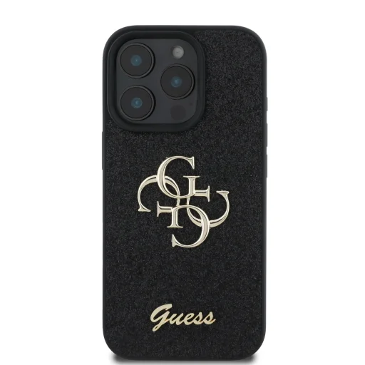  iPhone 16 Pro Max Fekete Guess PU Fixed Glitter 4G Metal Logo tok - 2