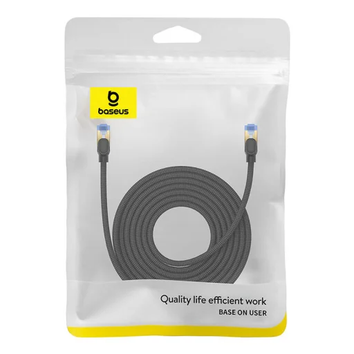 Baseus fonott hálózati kábel Cat.7, Ethernet RJ45, 10Gbps, 8m (fekete) - 8