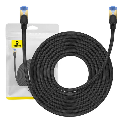 Baseus fonott hálózati kábel Cat.7, Ethernet RJ45, 10Gbps, 8m (fekete) - 1