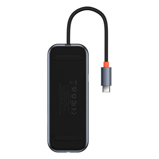 Baseus AcmeJoy 5 az 1-ben hub, USB-C - 2xUSB 3.0, USB 2.0, USB-C PD, RJ45 (sötétszürke) - 4