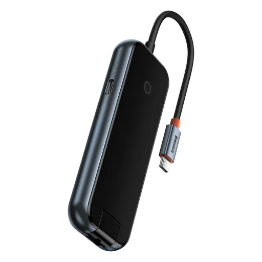 Baseus AcmeJoy 5 az 1-ben hub, USB-C - 2xUSB 3.0, USB 2.0, USB-C PD, RJ45 (sötétszürke) - 5