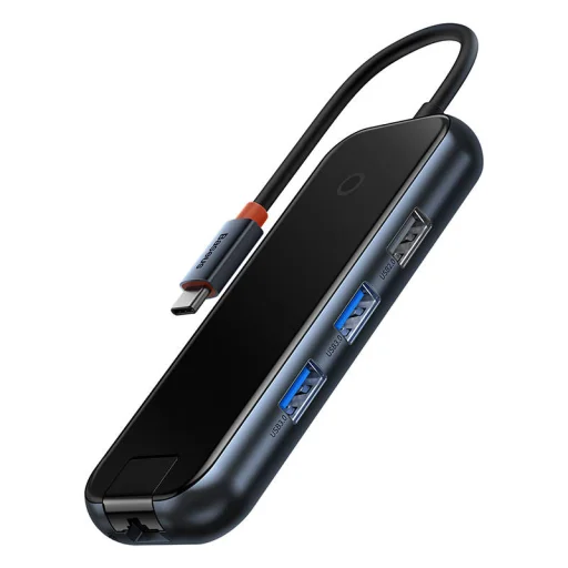 Baseus AcmeJoy 5 az 1-ben hub, USB-C - 2xUSB 3.0, USB 2.0, USB-C PD, RJ45 (sötétszürke) - 7