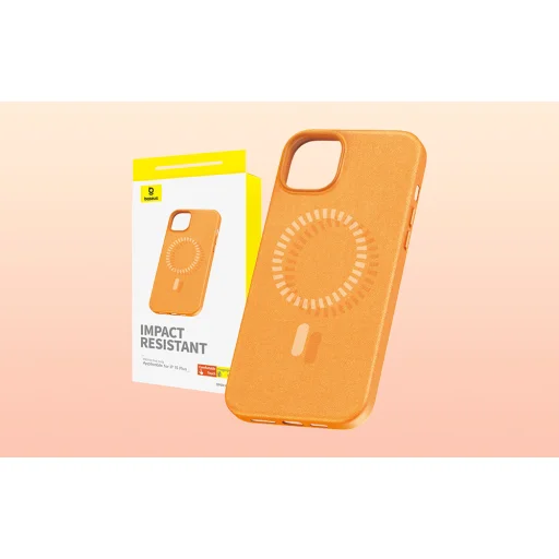 Baseus Fauxther Series mágneses tok iPhone 15 Plus (narancssárga) - 6