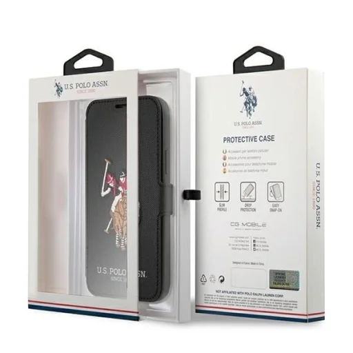US Polo USFLBKP12MPUGFLBK iPhone 12/12 Pro 6,1" fekete fliptok Polo Embroidery Collection - 7