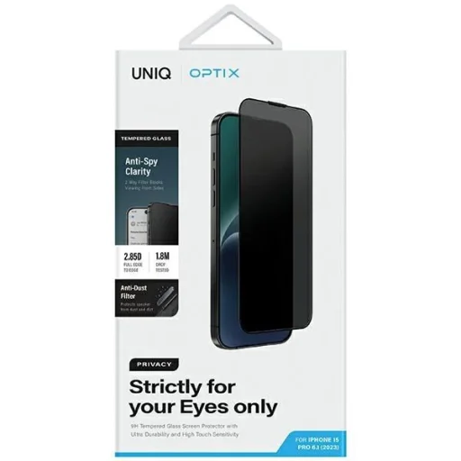 Uniq Optix Privacy edzett üveg iPhone 15 Pro-hoz applikátorral üvegfólia - 6