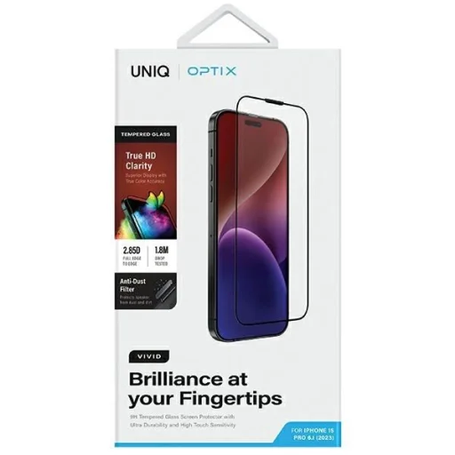 Uniq Optix Vivid iPhone 15 Pro üvegfólia applikátorral - 6