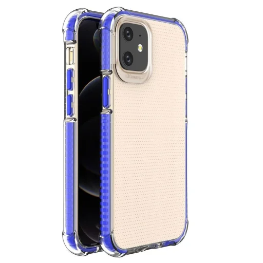 Spring Armor átlátszó TPU gél masszív védőtok színes kerettel iPhone 12 Minihez kék - 1