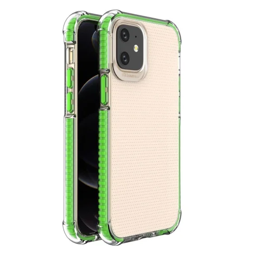 Spring Armor átlátszó TPU gél robusztus védőtok színes kerettel iPhone 12 Mini-hez zöld - 1