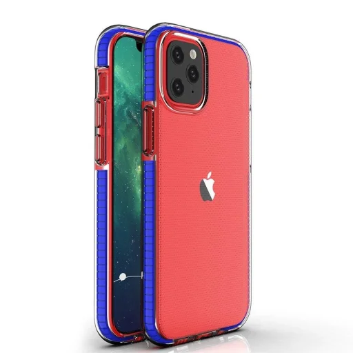Spring Case átlátszó TPU gél védőtok színes kerettel iPhone 13 mini-hez sötétkék - 1