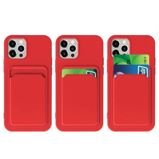 Card Case Szilikon Pénztárca Kártyatartóval Dokumentumokhoz iPhone 12 Pro Max Narancssárga tok - 9