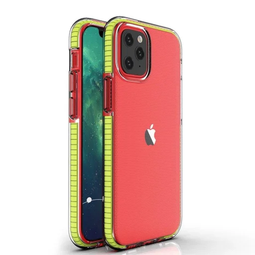 Spring Case áttetsző TPU gél védőtok színes kerettel iPhone 13 mini-hez sárga - 1