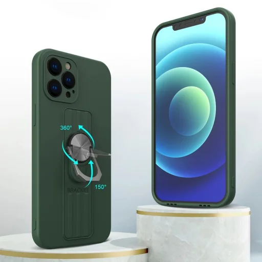 Ring Case szilikon tok ujjtámasszal és állvánnyal iPhone 12 Pro Max-hoz menta tok - 2