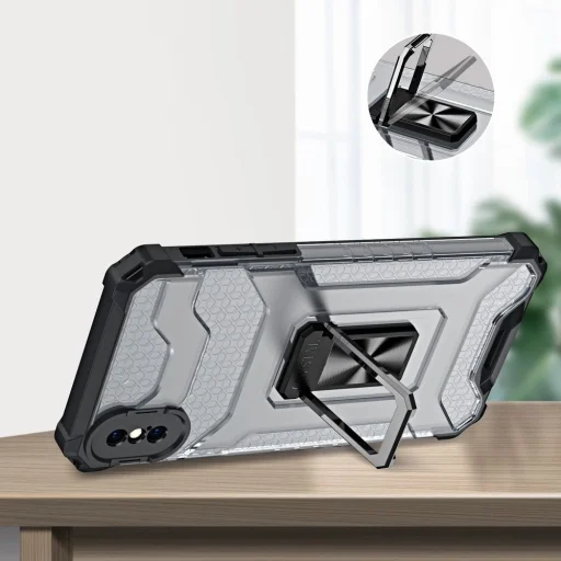 Crystal Ring tok Kitámasztós Erős Védőtok iPhone XS Max piros - 5