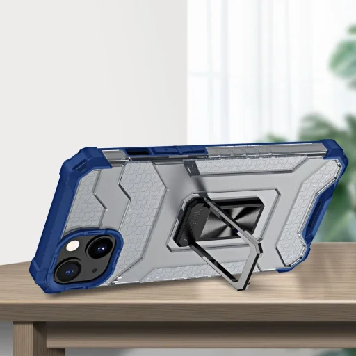 Crystal Ring Case kitámasztós, ütésálló tok iPhone 12 Mini kék - 7