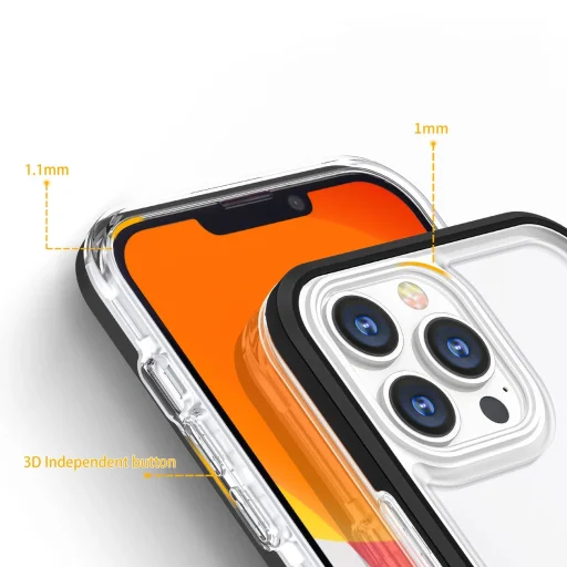 Clear 3in1 tok iPhone 13 Pro-hoz keretes gél tok fekete - 4