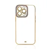 Fashion tok iPhone 12 Pro Gold Frame Gel Cover Purple tok thumbnail