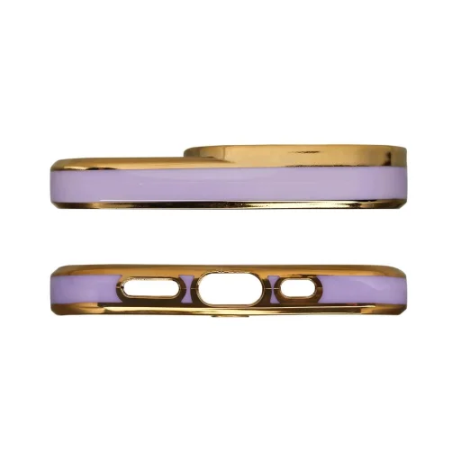 Fashion tok iPhone 12 Pro Gold Frame Gel Cover Purple tok - 2