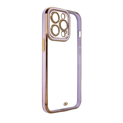 Fashion tok iPhone 12 Pro Gold Frame Gel Cover Purple tok - 1