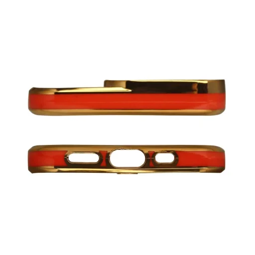 Fashion tok iPhone 12 Pro Gold Frame Gel Cover Red - 2