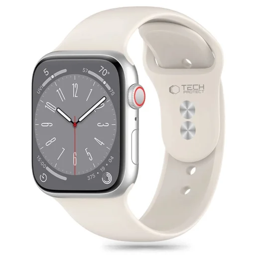 Tech-Protect szilikon szíj Apple Watch 4 / 5 / 6 / 7 / 8 / 9 / 10 / 11 / SE (38 / 40 / 41 mm) - Bézs - 1