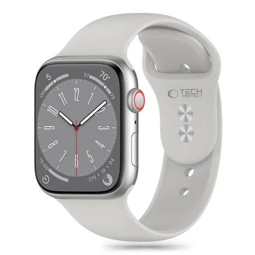 Tech-Protect Szilikon Szíj Apple Watch 4 / 5 / 6 / 7 / 8 / 9 / SE (38 / 40 / 41 mm) - Világosszürke - 1