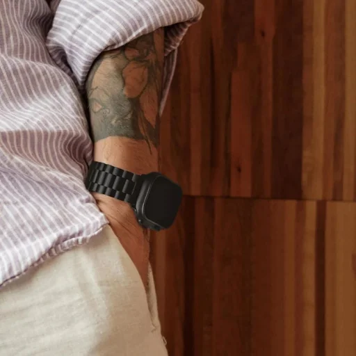 Tech-Protect Stainless Pro szíj Apple Watch 4 / 5 / 6 / 7 / 8 / 9 / SE / Ultra 1 / 2 (42 / 44 / 45 / 49 mm) - Fekete - 6