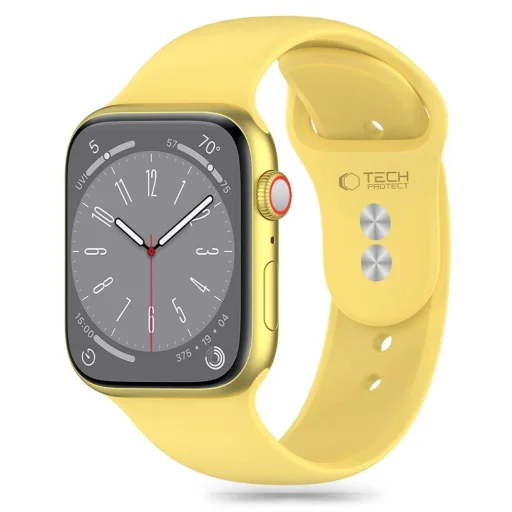 Tech-Protect Szilikon Szíj Apple Watch 4 / 5 / 6 / 7 / 8 / 9 / 10 / 11 / SE / Ultra 1 / 2 (42 / 44 / 45 / 49 mm) - Sárga - 1