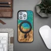 Bewood Unique MagSafe Tokyo fa és gyanta tok iPhone 15 Pro-hoz - Zöld és Kék thumbnail