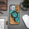 Bewood Unique MagSafe Türkiz Fa és Gyanta Tok iPhone 14 Pro Max - Türkiz és Fekete tok thumbnail