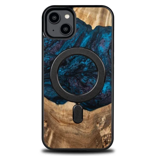 Bewood Unique MagSafe Neptun fa és gyanta tok iPhone 14 Plus - Sötétkék és Fekete - 1