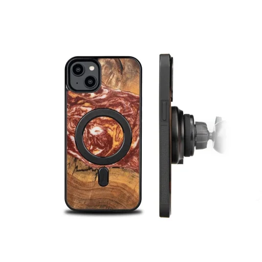 Bewood Unique MagSafe Mars Wood és Resin tok iPhone 15 Plus - Piros és Fehér - 2